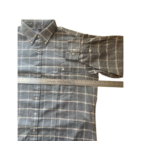 Van Heusen Mens Top Button Up Long Sleeve Gray Plaid Dress Shirt Size 17.5 32/33 - Picture 10 of 14